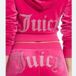NEW! NWT JUICY COUTURE Velour OG Bling Tracksuit Set in pink party large